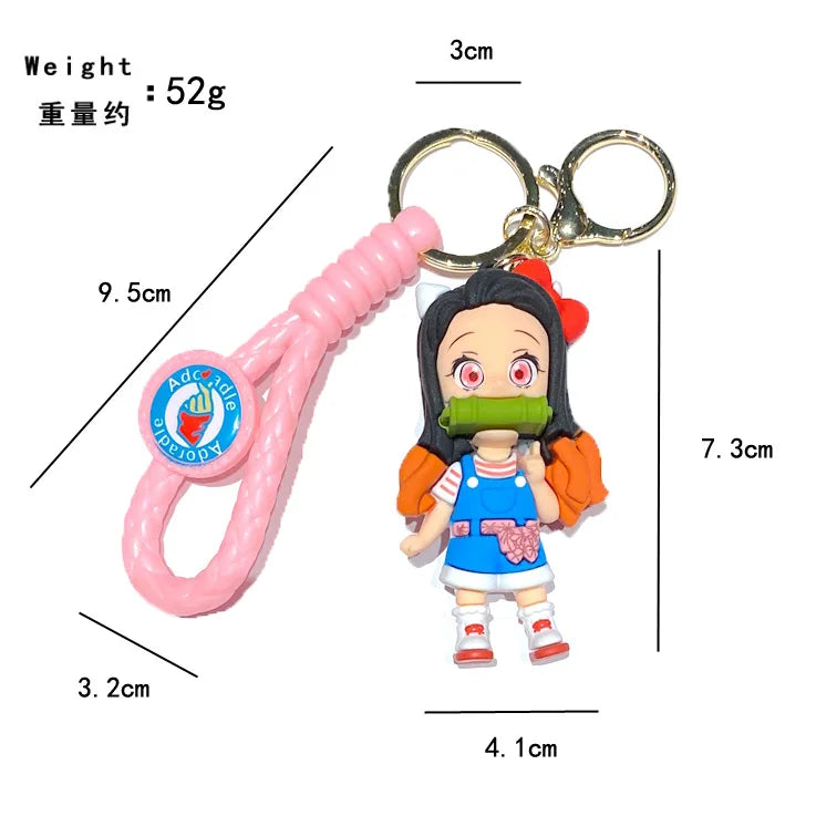 Anime Demon Tanjirou Anime Pvc Keychain Pendant Fashion Backpack Accessories Doll Nezuko Slayer Periphery Jewelry Key Ring
